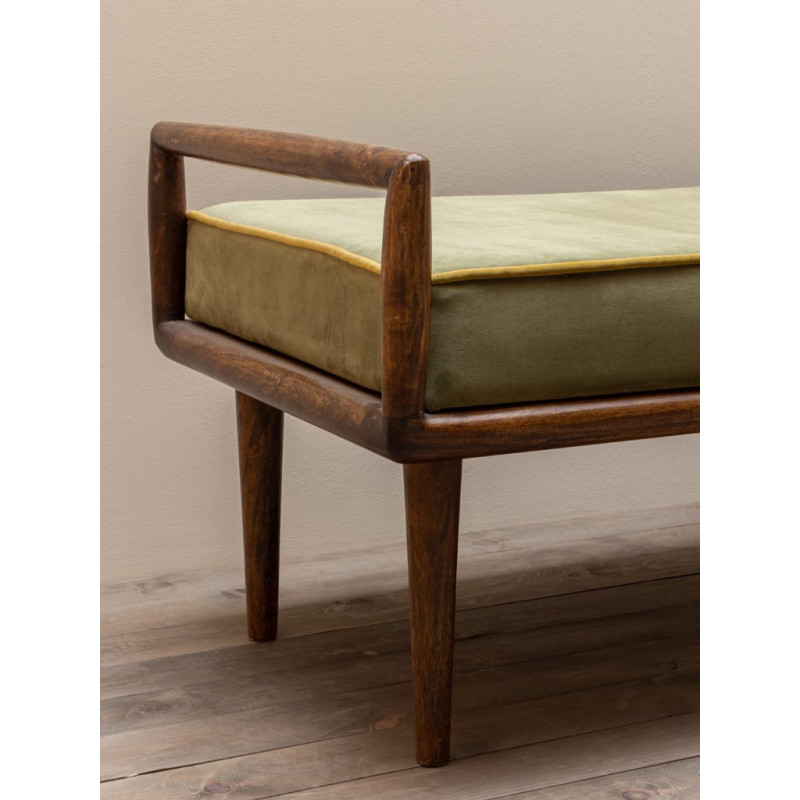 Banquette bout de lit velours vert manguier 136x56x51 cm Farrow  - 5
