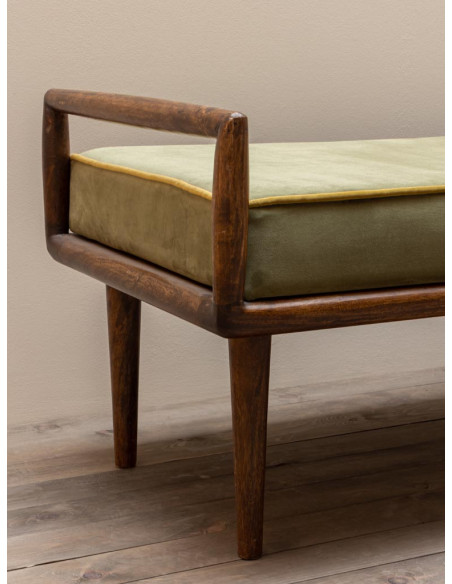 Banquette bout de lit velours vert manguier 136x56x51 cm Farrow  - 5