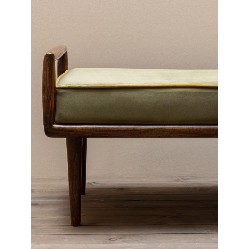 Banquette bout de lit velours vert manguier 136x56x51 cm Farrow  - 6