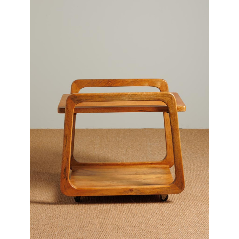 Desserte bois de manguier sur roulettes 61x41x55 cm Trapèze  - 5