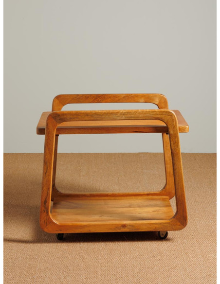 Desserte bois de manguier sur roulettes 61x41x55 cm Trapèze  - 5