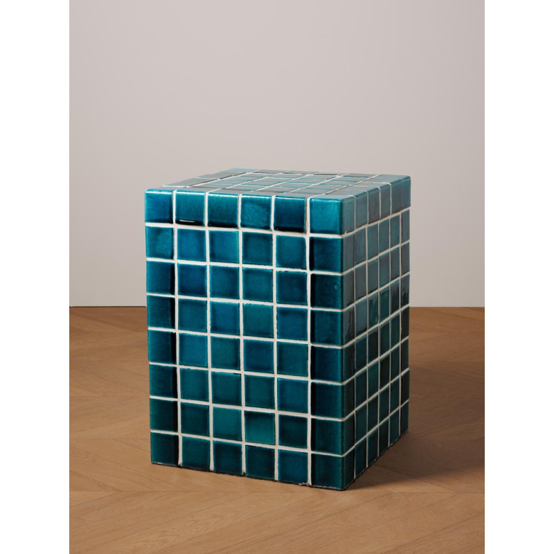 Table d’appoint céramique turquoise 33x33x44 cm Pool  - 2