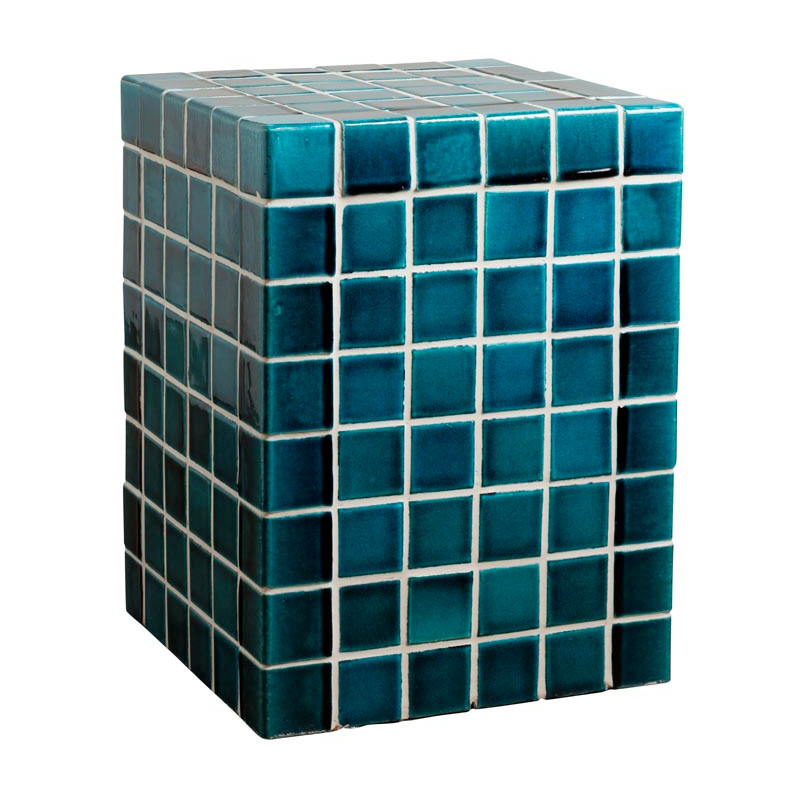 Table d’appoint céramique turquoise 33x33x44 cm Pool  - 1