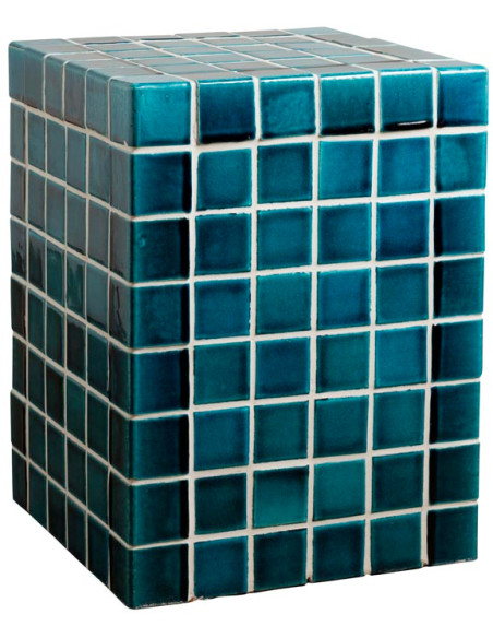 Table d’appoint céramique turquoise 33x33x44 cm Pool  - 1