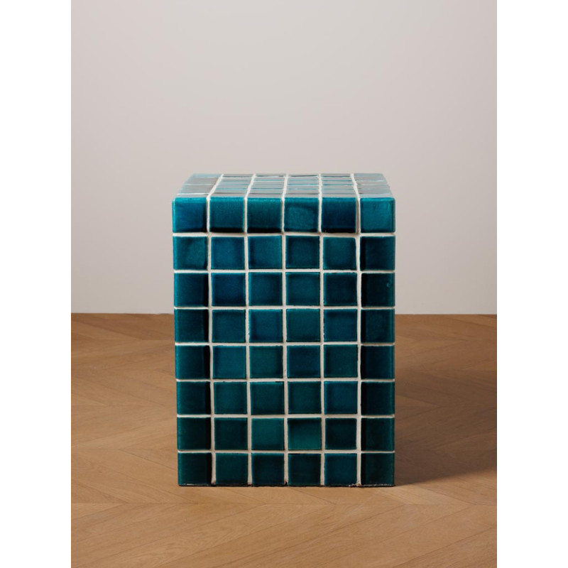 Table d’appoint céramique turquoise 33x33x44 cm Pool  - 3