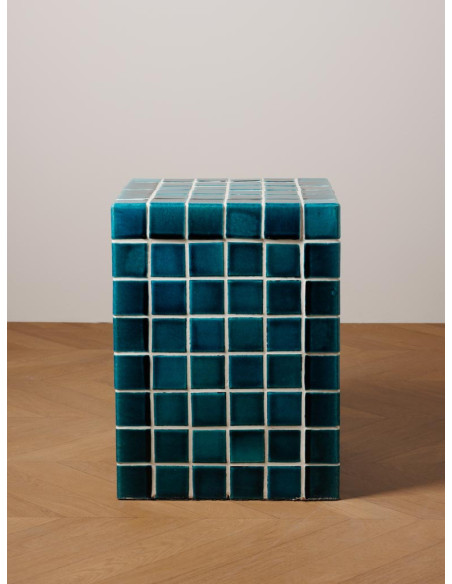 Table d’appoint céramique turquoise 33x33x44 cm Pool  - 3