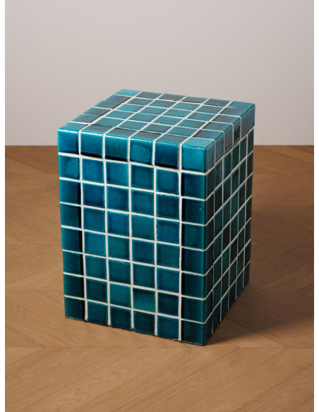 Table d’appoint céramique turquoise 33x33x44 cm Pool  - 4