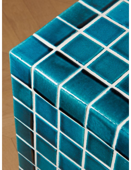 Table d’appoint céramique turquoise 33x33x44 cm Pool  - 5