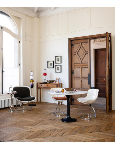 Table à manger ronde marbre blanc 106 cm Walvis  - 8