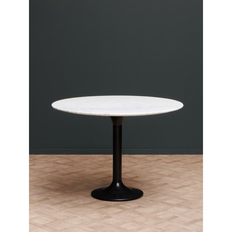 Table à manger ronde marbre blanc 106 cm Walvis  - 3
