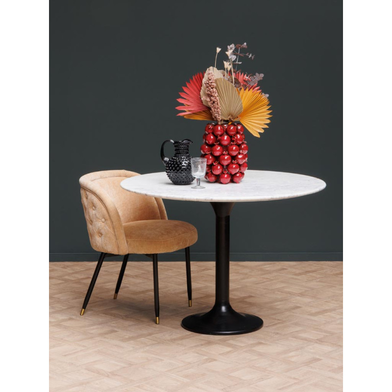 Table à manger ronde marbre blanc 106 cm Walvis  - 2