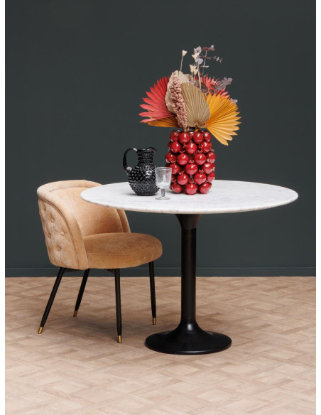 Table à manger ronde marbre blanc 106 cm Walvis  - 2
