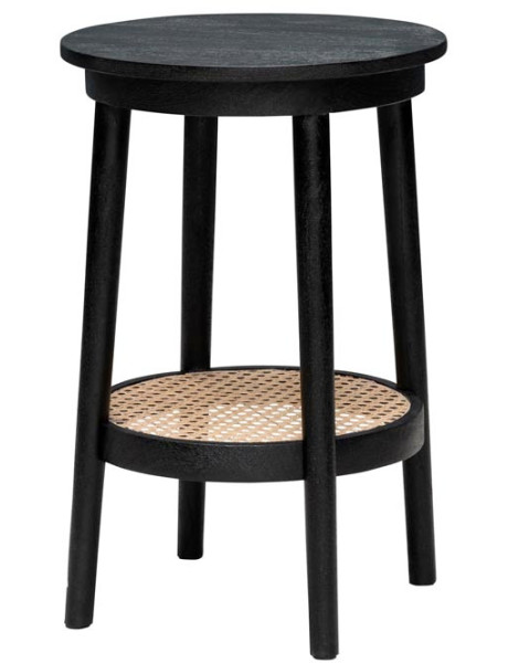 Table d’appoint cannage manguier noir 41x61 cm Django  - 1