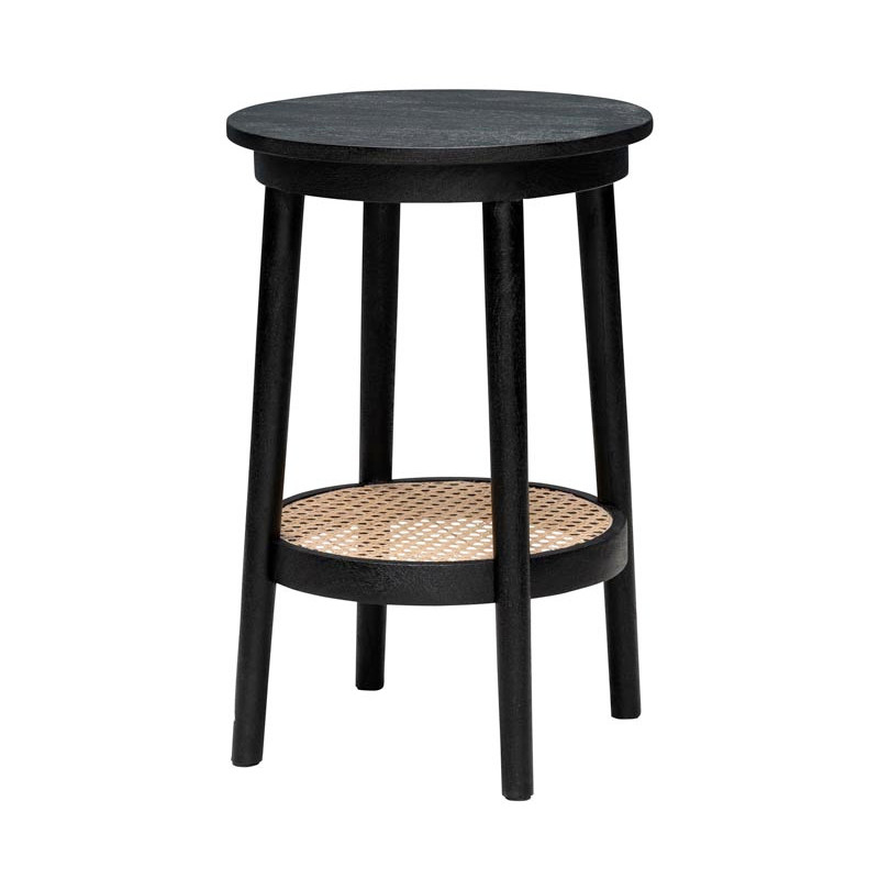 Table d’appoint cannage manguier noir 41x61 cm Django  - 1