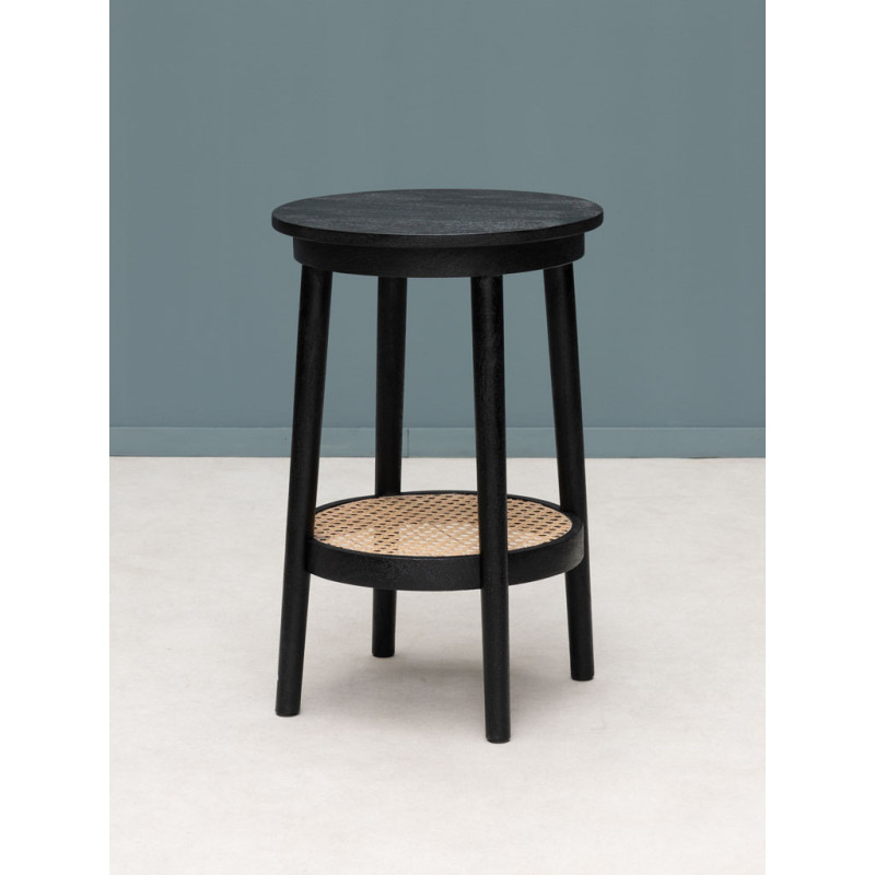 Table d’appoint cannage manguier noir 41x61 cm Django  - 2