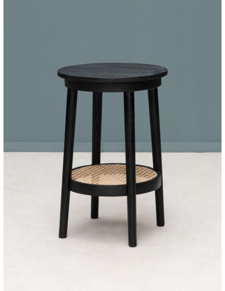 Table d’appoint cannage manguier noir 41x61 cm Django  - 2