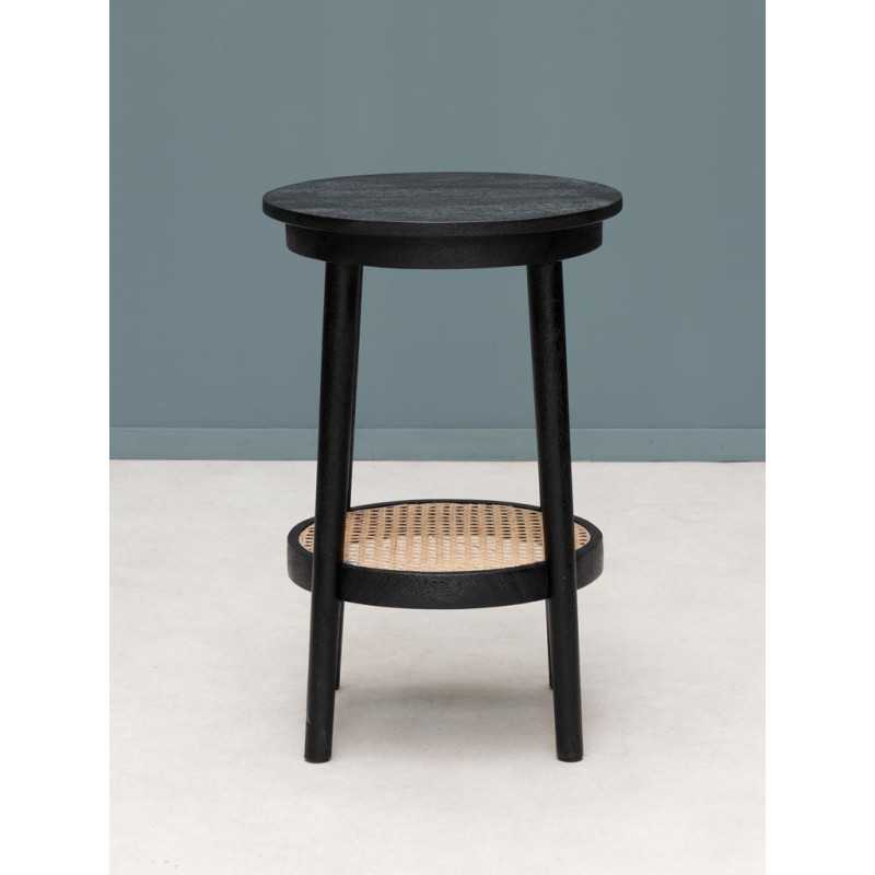 Table d’appoint cannage manguier noir 41x61 cm Django  - 3