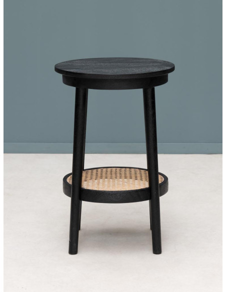 Table d’appoint cannage manguier noir 41x61 cm Django  - 3