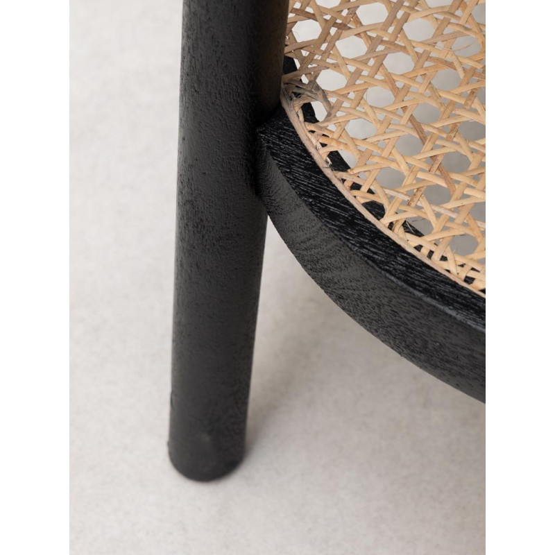 Table d’appoint cannage manguier noir 41x61 cm Django  - 4