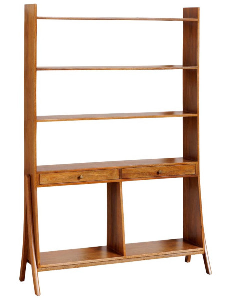Bibliothèque étagère manguier 2 tiroirs 120x28x175 cm Soto  - 1