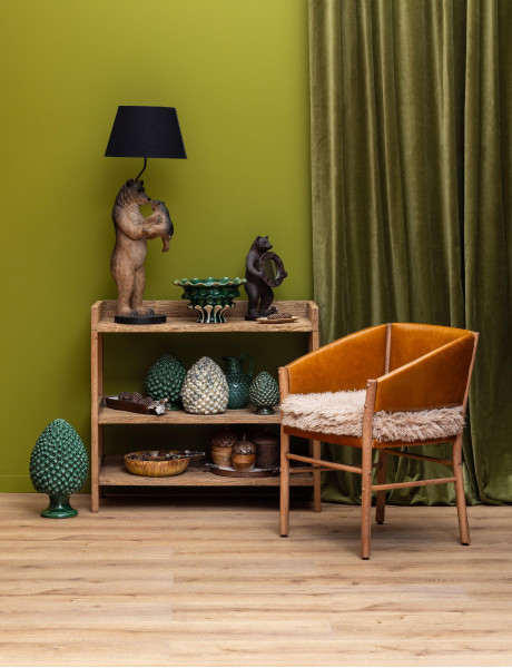 Chaise fauteuil cuir camel et fourrure Nortalik  - 2