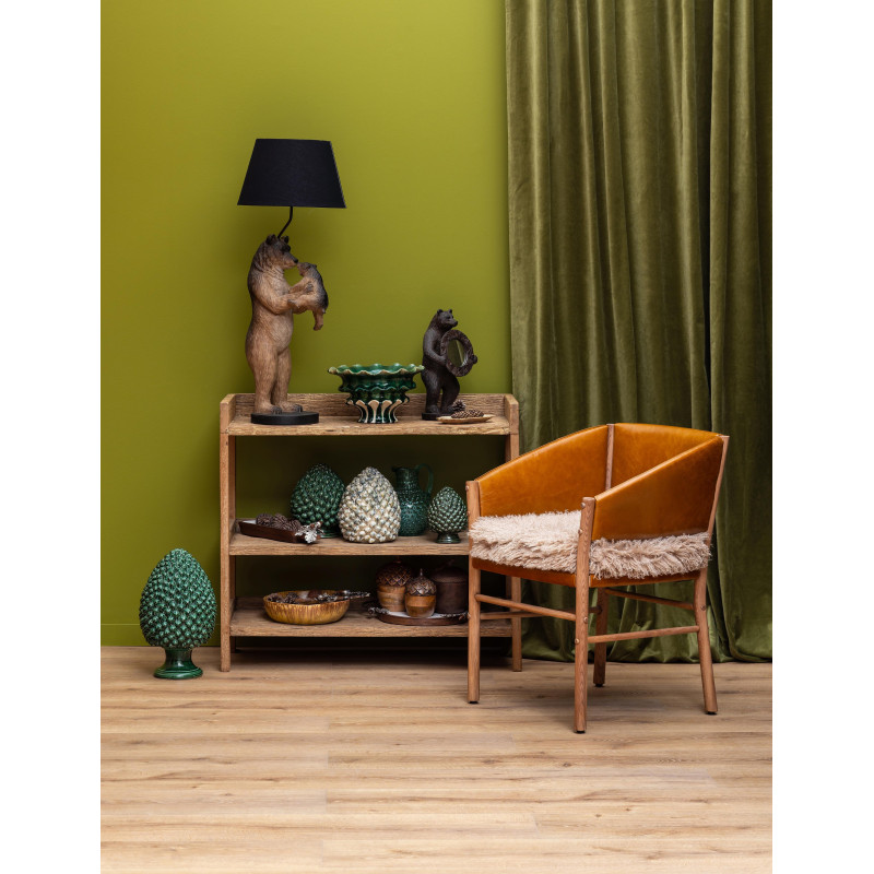 Chaise fauteuil cuir camel et fourrure Nortalik  - 2