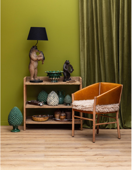 Chaise fauteuil cuir camel et fourrure Nortalik  - 2