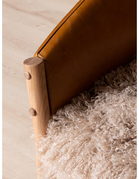 Chaise fauteuil cuir camel et fourrure Nortalik  - 7