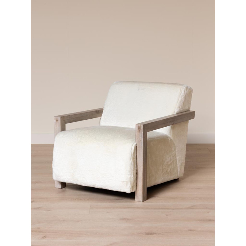 Fauteuil scandinave blanc effet fourrure Yukon  - 2
