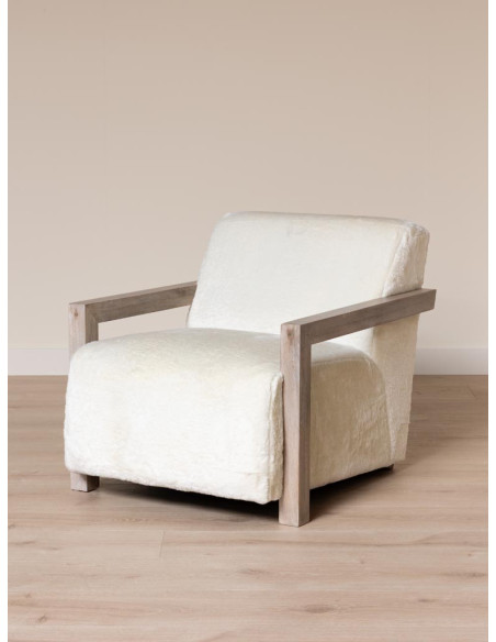 Fauteuil scandinave blanc effet fourrure Yukon  - 2
