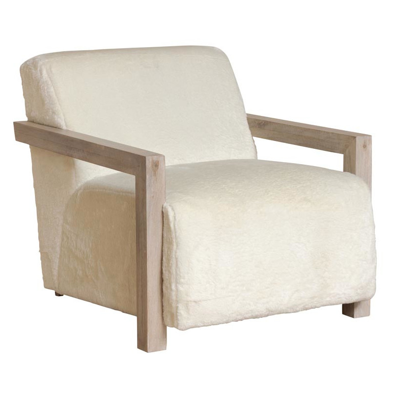 Fauteuil scandinave blanc effet fourrure Yukon  - 1
