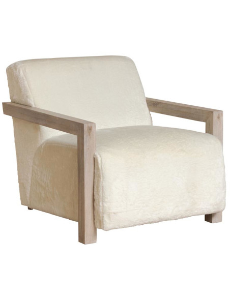 Fauteuil scandinave blanc effet fourrure Yukon  - 1