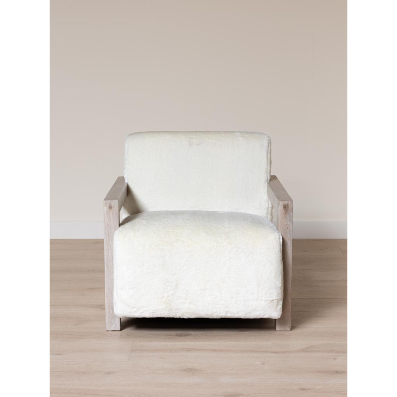 Fauteuil scandinave blanc effet fourrure Yukon  - 3