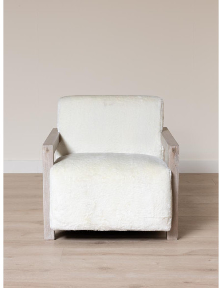 Fauteuil scandinave blanc effet fourrure Yukon  - 3