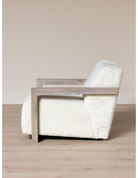 Fauteuil scandinave blanc effet fourrure Yukon  - 4