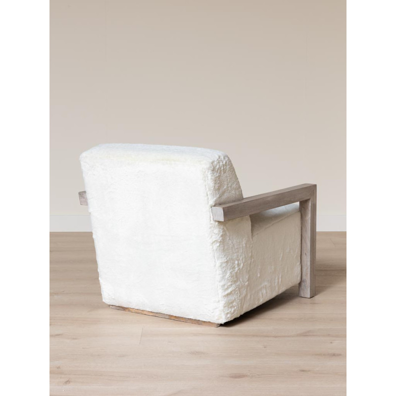 Fauteuil scandinave blanc effet fourrure Yukon  - 5