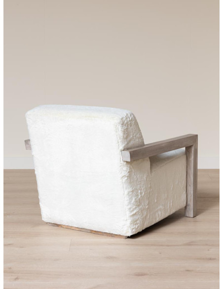 Fauteuil scandinave blanc effet fourrure Yukon  - 5
