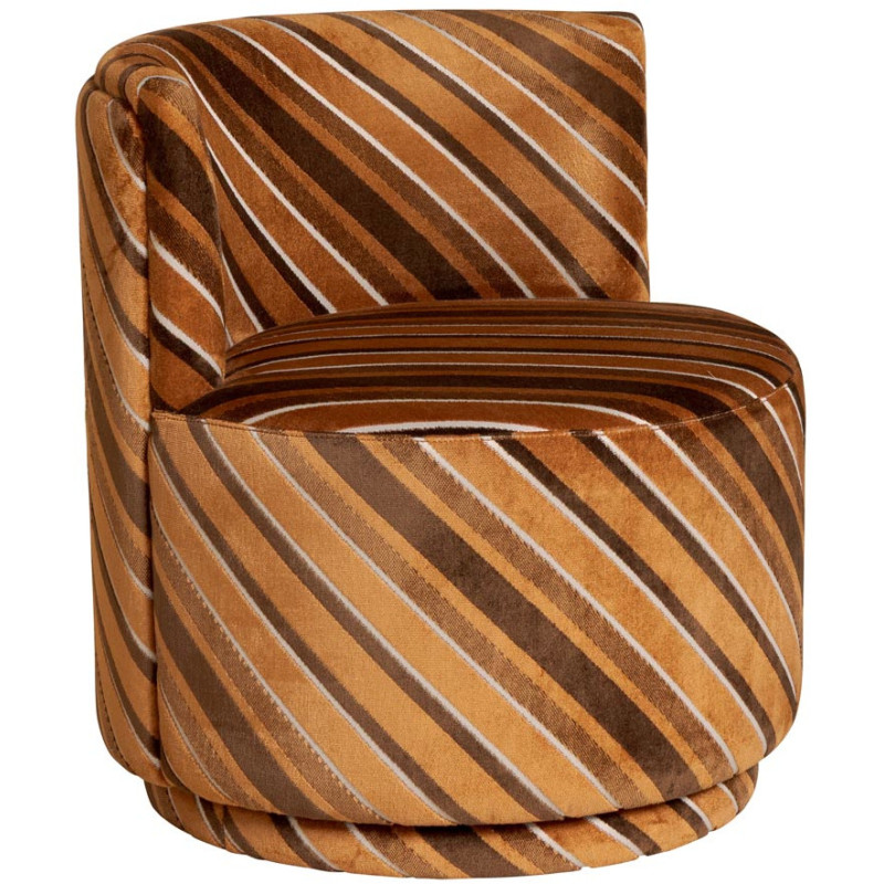 Fauteuil pivotant marron rayé seventies Métro  - 1