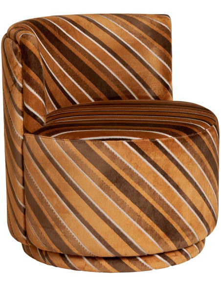 Fauteuil pivotant marron rayé seventies Métro  - 1