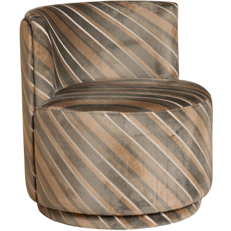 Fauteuil pivotant gris rayé seventies Métro  - 1