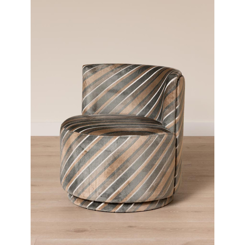 Fauteuil pivotant gris rayé seventies Métro  - 4