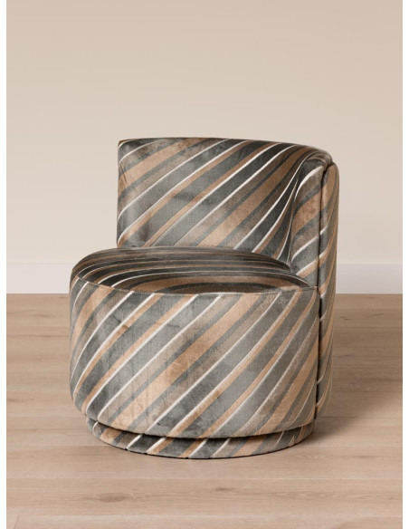 Fauteuil pivotant gris rayé seventies Métro  - 4