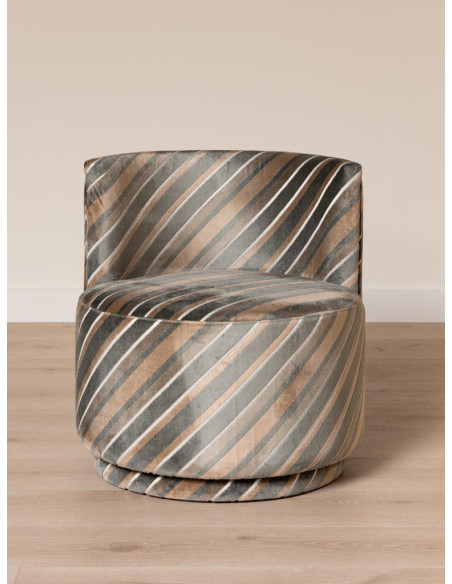 Fauteuil pivotant gris rayé seventies Métro  - 3