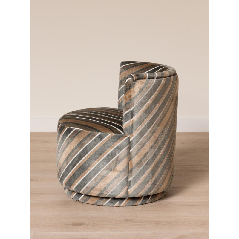 Fauteuil pivotant gris rayé seventies Métro  - 5