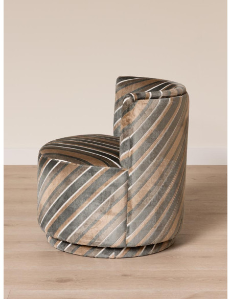 Fauteuil pivotant gris rayé seventies Métro  - 5