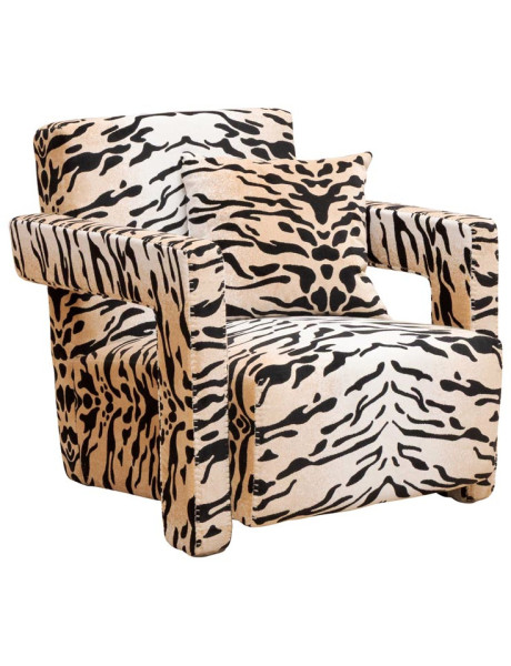 Fauteuil zèbre en velours 75x87,5x74 cm Wild Touch  - 1