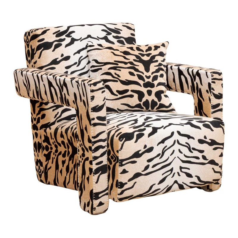 Fauteuil zèbre en velours 75x87,5x74 cm Wild Touch  - 1