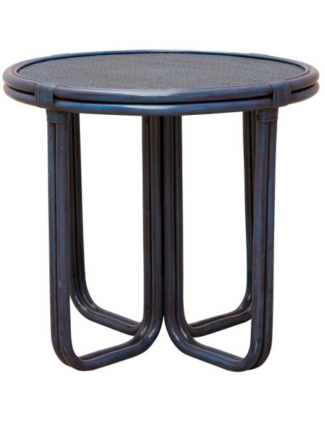 Petite table ronde en rotin bleu 78 cm Pigmento  - 1