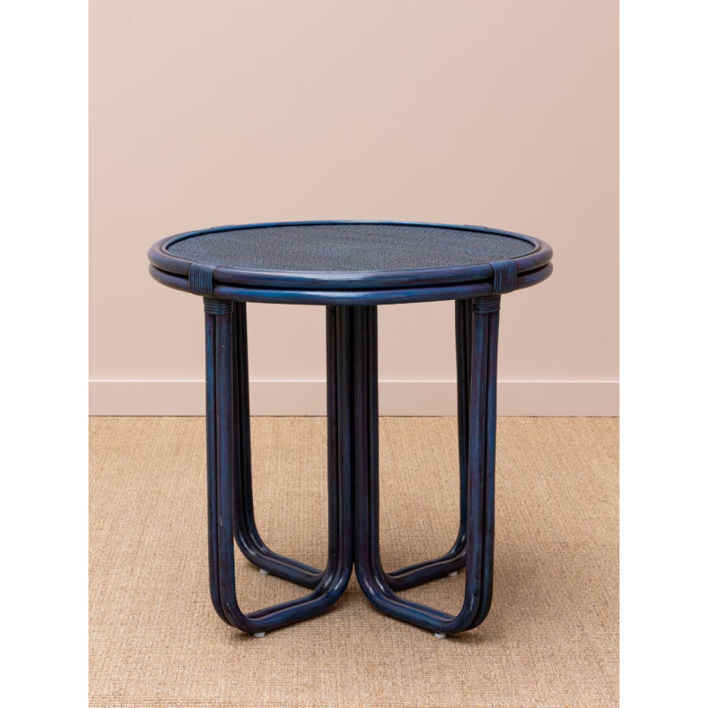 Petite table ronde en rotin bleu 78 cm Pigmento  - 2