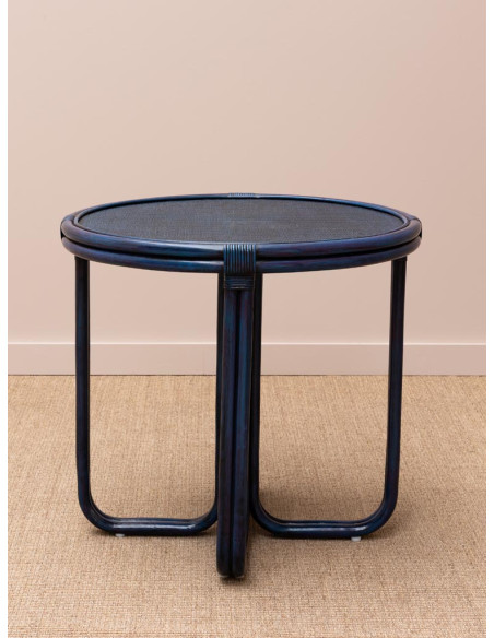 Petite table ronde en rotin bleu 78 cm Pigmento  - 3